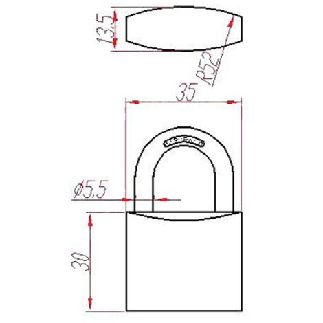 Cadenas standard laiton UNO 35mm s'entrouvrant anse en U - HERACLES - I-CAD35MV