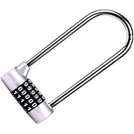 Cadenas U-Lock réinitialisable à 5 positions de 2,75 "de largeur avec manille longue de 4,57", salle de sport, adapté aux casiers. Classeurs, penderies, clôtures, remises, serrures d'armoire de