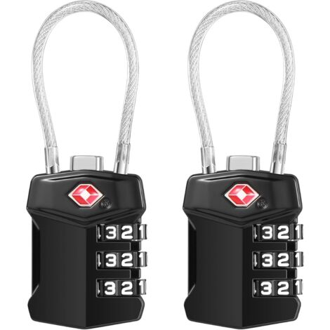 Cadenas Valise 2 Pack, Cadenas TSA Valise Avion Serrures à Bagages à Combinaison 3 Chiffres Cadenas Voyage pour Extérieur Voyage Bagage Camping Casier
