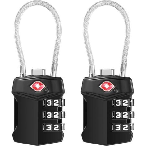 Cadenas Valise 2 Pack, Cadenas Valise Avion Serrures à Bagages à Combinaison 3 Chiffres Cadenas Voyage pour Extérieur Voyage Bagage Camping Casier