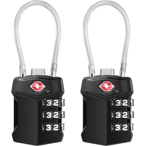 Cadenas Valise 2 Pack, Cadenas Valise Avion Serrures à Bagages à Combinaison 3 Chiffres Cadenas Voyage pour Extérieur Voyage Bagage Camping Casier