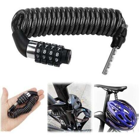Cadenas Velo Antivol à 4 Chiffres,Long 150cm,Antivol Velo en Alliage de Zinc et PVC,Cadenas Velo Code,Cable Antivol Velo Petit et Facile à Transporter pour Poussettes, Scooters, Casques, Vélos,Motos