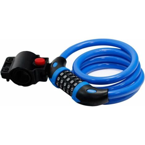 Cadenas Velo, Antivol Vélo, 1 Pièce Cable Antivol Velo, Cadenas Moto, Fabriqué En Fil Dacier Solide, Avec Mot De Passe À 5 Chiffres (1,2 X 125Cm, Bleu)