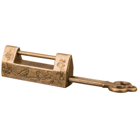 Cadenas Vintage Chinois Mini-Clé Traditionnelle Chinoise à Fleurs avec Cadenas, Style Chinois pour Meuble Vintage Cadenas Vintage(Bronze)