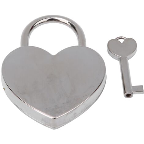 Cadenas Vintage Cœur Métal Antique avec Clé 45x59mm Fournitures Artisanat Maison Argenté