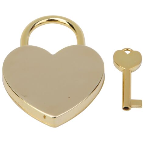 Cadenas Vintage en Forme de Cœur en Métal Doré, 45x59mm avec Clé - Fournitures pour Artisanat et Décoration Maison
