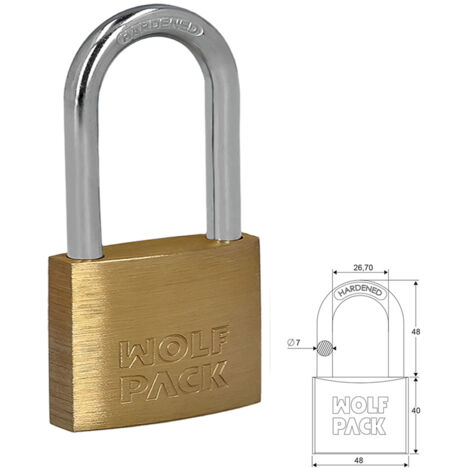 Cadenas Wolfpack laiton anse longue 50 mm.