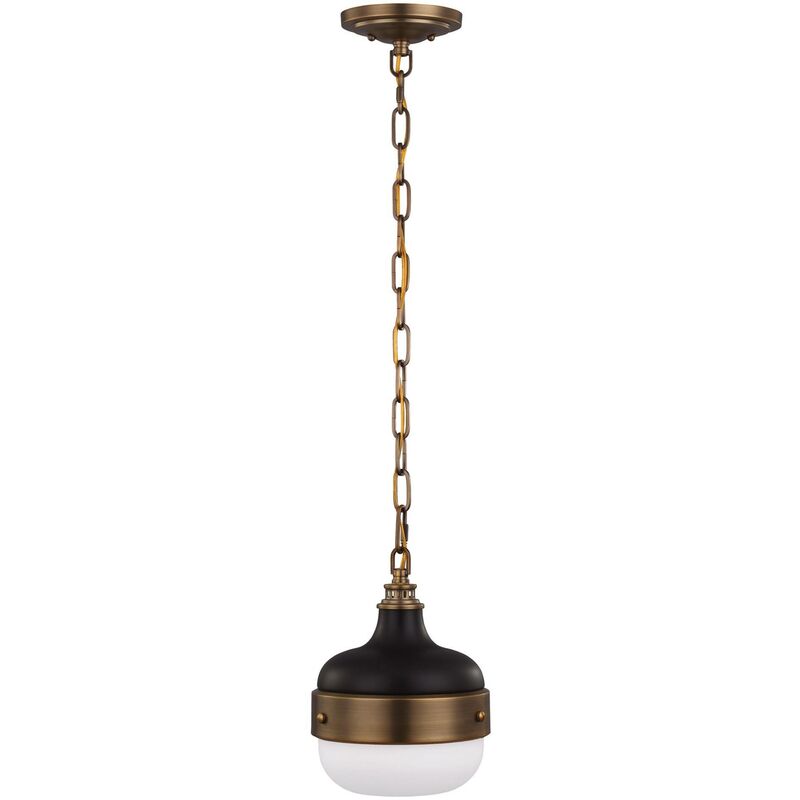 Elstead Lighting - Elstead Cadence - 1 Light Dome Ceiling Mini Pendant Antique Brass, Black, E27