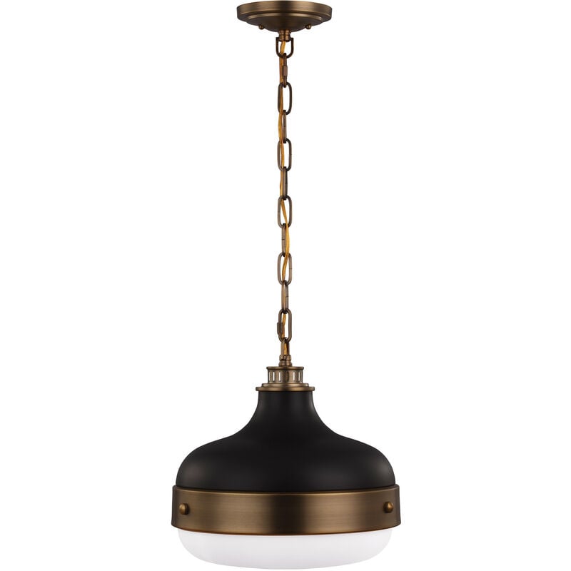 Cadence - 2 Light Dome Ceiling Pendant Antique Brass, Black, E27 - Elstead