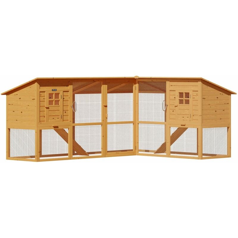 Cadoca - Clapier à lapins 2 étages 443x102x104 cm bois massif Cage à lapins Jardin Enclos pour petits animaux Poulailler Rongeurs