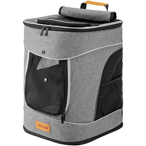 Cadoca Mochila Transportín para Perro Gato bolsa para mascotas carga máx. 12Kg para viajes en tren coche color Gris Negro
