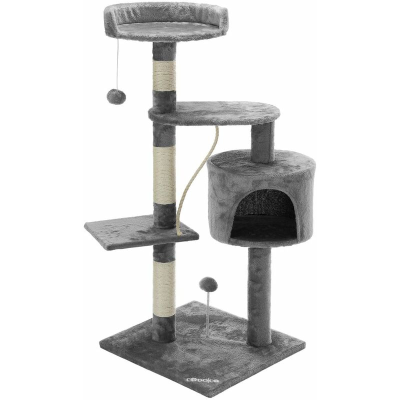 

Árbol rascador para gatos | Con pelota, cueva, 3 miradores | Diferentes colores Gris - Gris