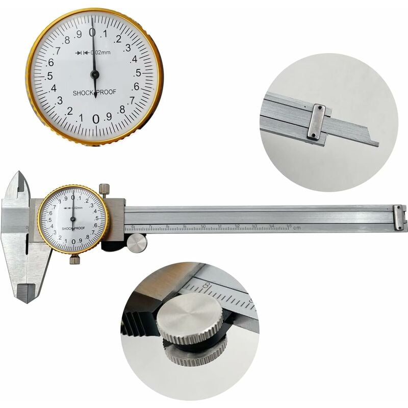 Jusch - Cadran Étriers 0-150mm 0.02mm Haute Précision Industrie Acier inoxydable Vernier Caliper Pied à coulisse à cadran Outil de mesure métrique