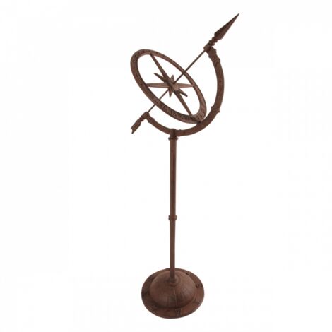 Cadran solaire en fonte AB - Marron - L 32 x P 24,5 x H 93 cm - Livraison gratuite