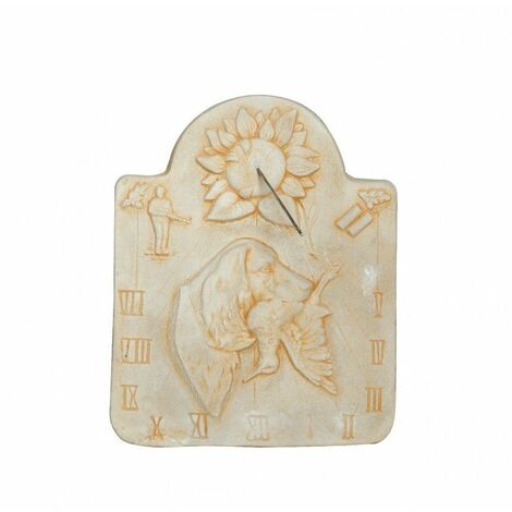 Cadran Solaire Décoratif QEM Motif Olivier Et Cigale - Pierre Naturelle 25x24cm, 2.8kg