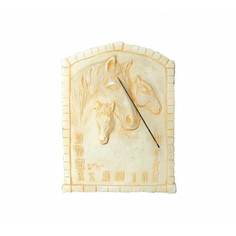 Cadran Solaire motif cheval grand modèle pierre naturelle 47cmx60cm
