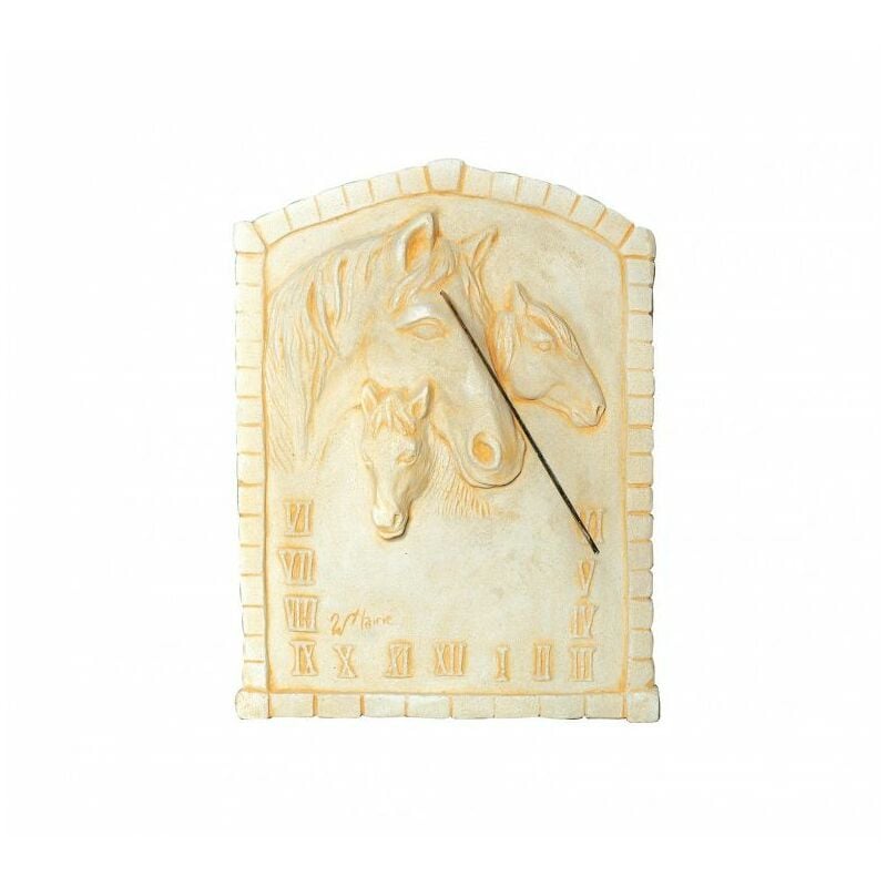 QEM - Cadran Solaire motif cheval grand modèle pierre naturelle 47cmx60cm