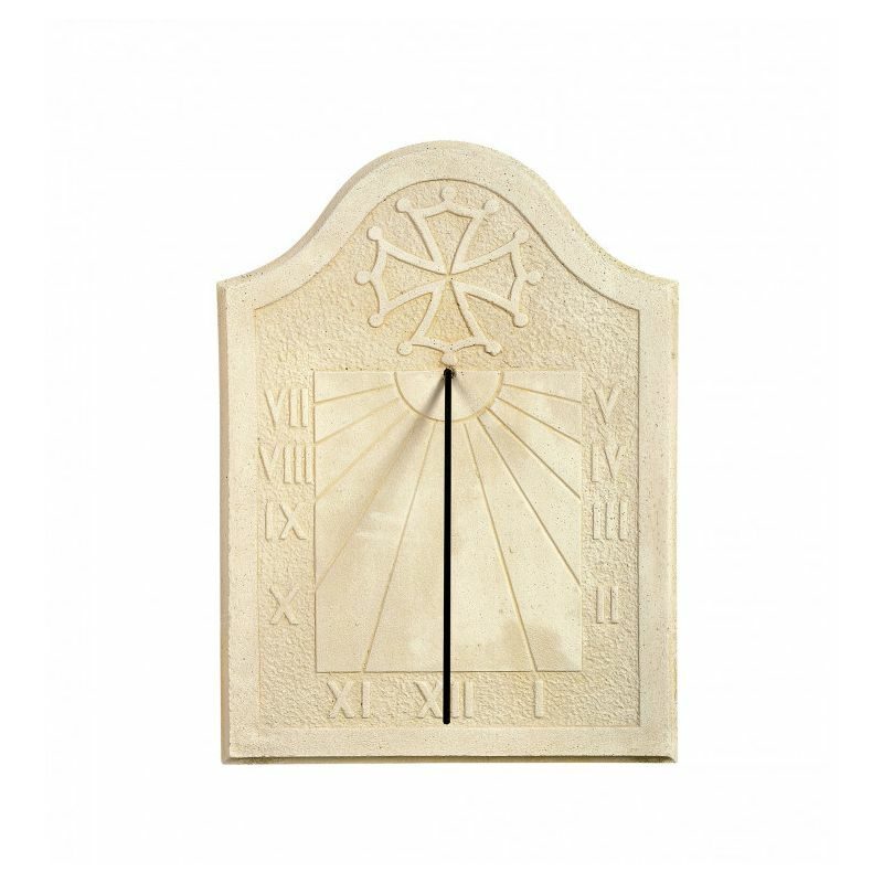 QEM - Cadran solaire motif Croix de Toulouse pierre naturelle 31cmx45cm
