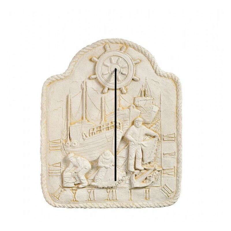 QEM - Cadran solaire motif Pêche pierre naturelle 41cmx51cm