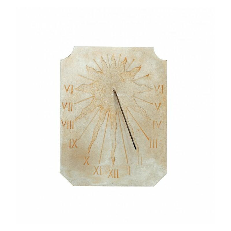 QEM - Cadran solaire motif Soleil incrusté pierre naturelle 33cmx42cm