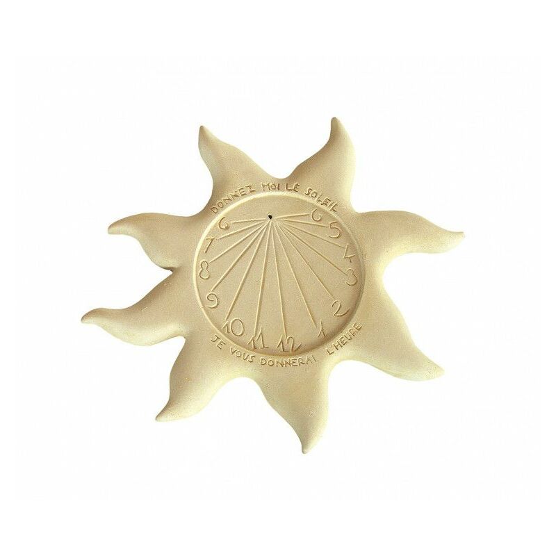 Cadran solaire motif Soleil pierre naturelle vieillie 40cmx40cm