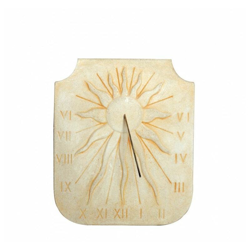 QEM - Cadran solaire motif Soleil relief pierre naturelle 38cmx44cm