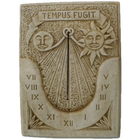 Cadran solaire TEMPUS FUGIT en pierre reconstituée 60X80cm.