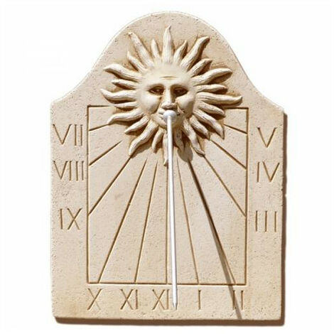 Cadran solaire vertical en pierre - motif Soleil