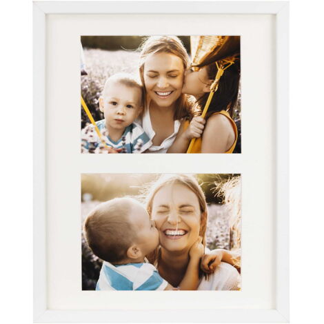 Cadre 28x35 cm pour 2 photos sur un support mural blanc 15x21 cm avec passe-partout, galerie d'art BD