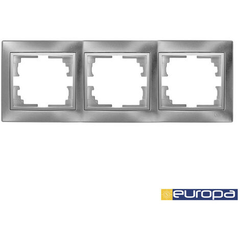 Cadre 3 éléments Argent Cadre Horizontal Pour 3 Modules, Finition Argent. - Solera