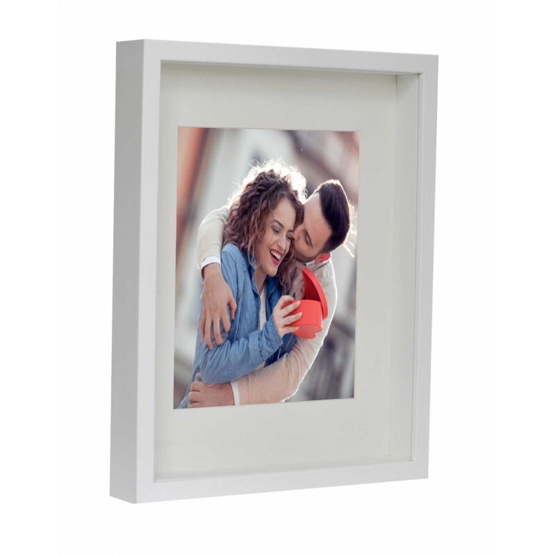 Cadre 3D profond pour photos, souvenirs, bouquets 28x35cm (20x25) blanc avec passe-partout