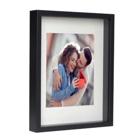 Cadre 3D profond pour photos, souvenirs, bouquets 28x35cm (20x25) noir avec passe-partout