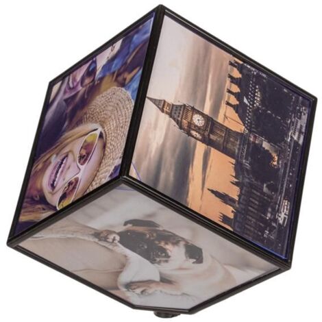 Cadre à Photo - CUBE - Cube Tournant 360° - Noir - 11x11 cm - 5 à 10 photos