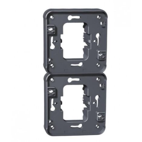 Cadre adaptateur double gris pour installation en vertical encastré de deux mécanismes composables OXXO - étanche IP55 - Eur'Ohm
