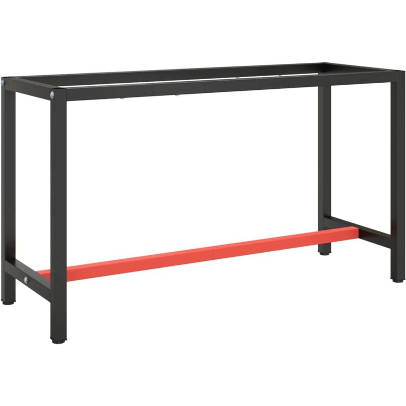 vidaXL Werkbankgestell Mattschwarz und Mattrot 140x50x79 cm Metall