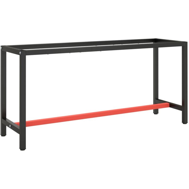 vidaXL Werkbankgestell Mattschwarz und Mattrot 170x50x79 cm Metall