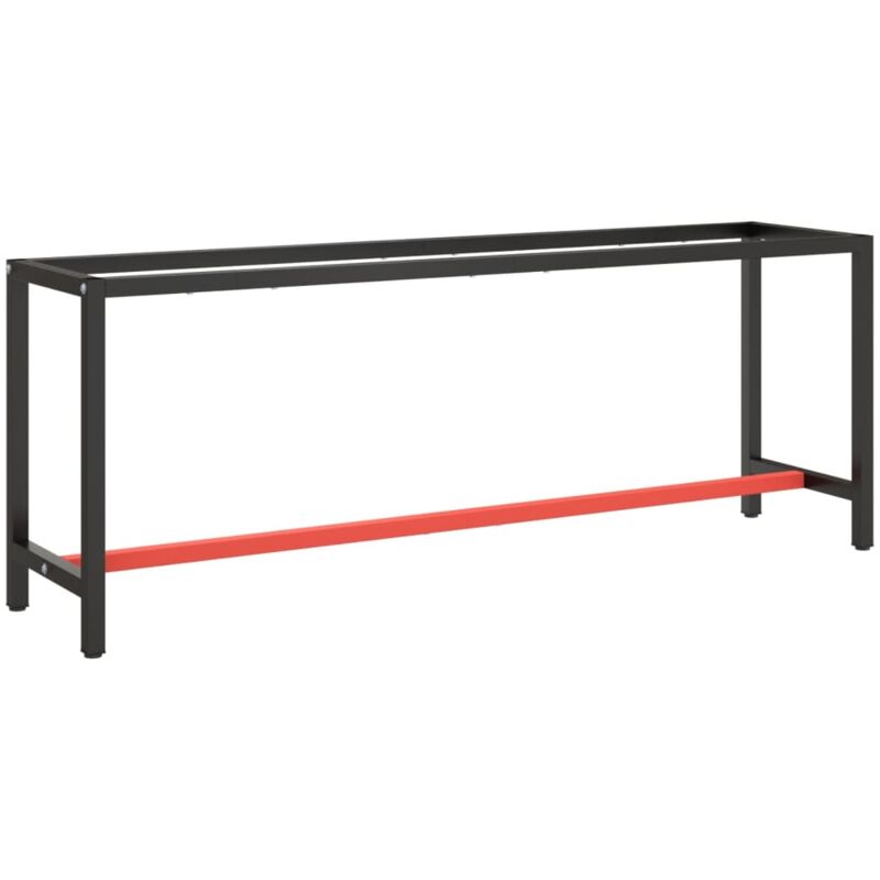 Vidaxl – Cadre banc de travail en métal noir mat et rouge mat 210x50x79 cm – Dessus avec trous pré-percés – Assemblage facile