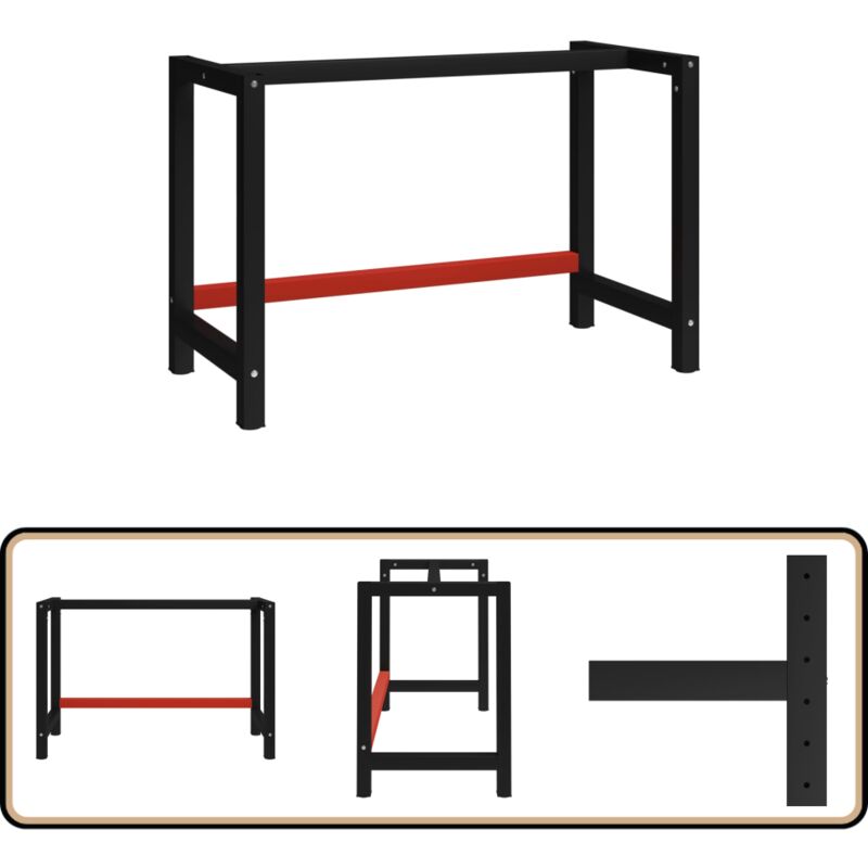Vidaxl - Cadre de banc de travail Métal 120x57x79 cm Noir et rouge - Cadre De Table - Cadre Métallique - Pied De Table - Établi - Bureau Industriel