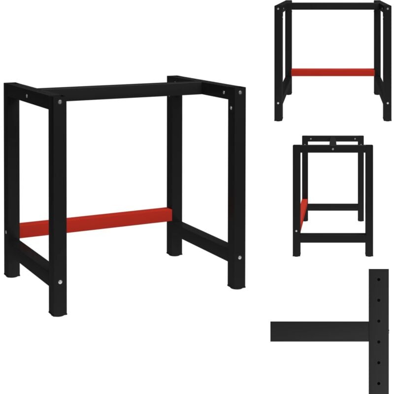 Vidaxl - Cadre de banc de travail Métal 80x57x79 cm Noir et rouge - Cadre De Table - Table De Travail - Établi Métallique - Pied De Table - Support