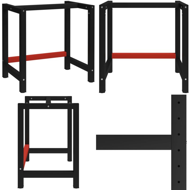 Cadre de banc de travail Métal 80x57x79 cm Noir et rouge - cadre en métal - cadres en métal - Home & Living