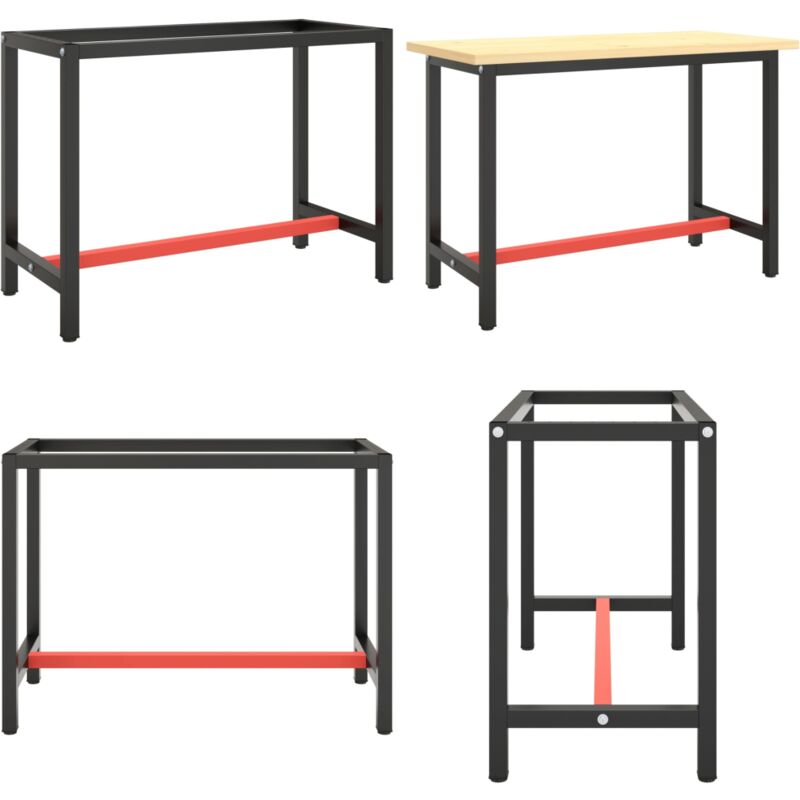 Vidaxl - Cadre de banc de travail Noir et rouge mat 110x50x79 cm Métal - Cadre De Table - Pied De Table - Banc De Travail - Structure Métallique