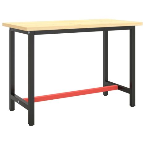 Cadre de banc de travail Noir et rouge mat 110x50x79 cm Métal CFW66356