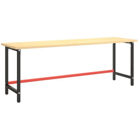 Cadre de banc de travail Noir et rouge mat 220x57x79 cm Métal CFW91435