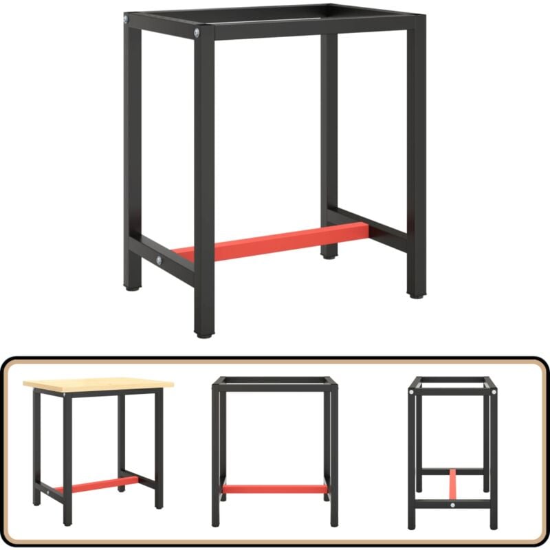 Vidaxl - Cadre de banc de travail Noir et rouge mat 70x50x79 cm Métal - Cadre De Table - Pied De Table - Structure De Table - Banc De Travail - Établi