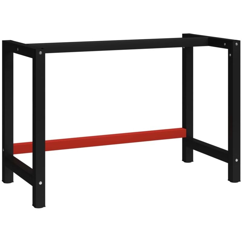 Cadre de banc de travail Pied de banc Pied de meuble Métal 120x57x79 cm Noir et rouge 80970