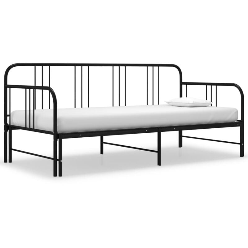 Bonnevie - Cadre de canapé-lit extensible Lit simple pour adulte - Noir Métal 90x200 cm BV225390