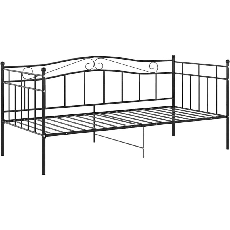 Cadre de canapé-lit sans matelas noir métal 90x200 cm Vidaxl