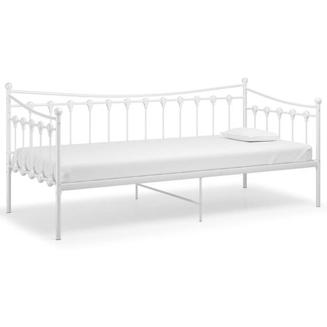 Cadre de canapé-lit Blanc Métal 90x200 Paulina