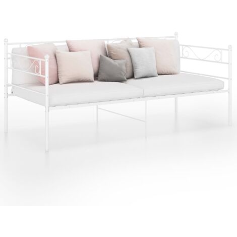 Cadre de canapé-lit élégant  Lit adulte  Lit d'Invité de jour Blanc Métal 90x200 cm -64141