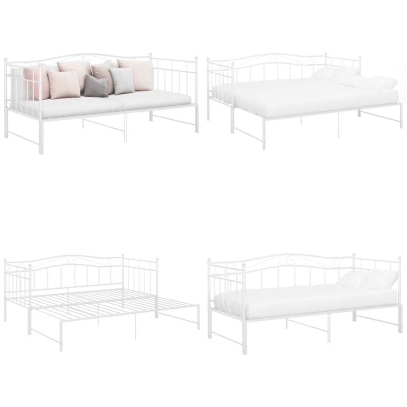 Cadre de canapé-lit extensible sans matelas blanc 90x200 cm - Canapé Convertible - Lit Invité - Lit Compact - Cadre Lit - Mobilier Salle Séjour